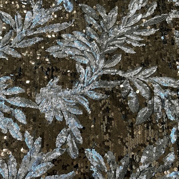 Boohoo Plus Sz Melissa Floral Sequin Thigh Split Midi Skirt Black/Navy Sz 14 US - Picture 3 of 9